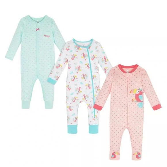 Koala Baby Infant 2 pack Footed Coverall Set - Toucan - Size 12 Month - Picture 1 of 3